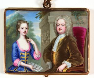 Lady Margaret Cavendish Holles Harley en haar vader Edward Harley door Christian Friedrich Zincke