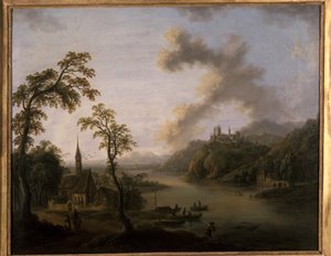 Rivierlandschap door Christian Georg the Elder Schuetz