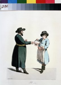 Kvass-verkoper (uit de serie De Moskouse kooplieden) door Christian Gottfried Geissler