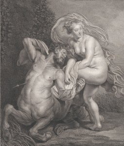 Deianeira ontvangt het vergiftigde hemd van Nessus, en de gewonde centaur valt neer