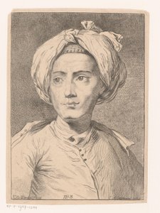 Portret van een man, mogelijk een zelfportret van Christian Gottlieb Werner door Christian Gottlieb Werner (prentmaker)