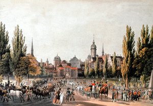 Leipzigse handelsbeurs, ca.1810-20 door Christian Gottlob Hammer