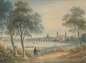 Uitzicht op Dresden vanuit het Westen door Christian Gottlob Hammer