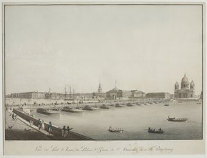 Uitzicht op de Sint-Isaacbrug in Petersburg door Christian Gottlob Hammer