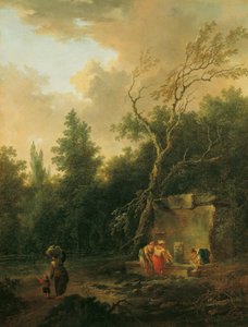 Boomlandschap met fontein