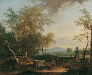 Landschap met voetstuk door Christian Hilfgott Brand