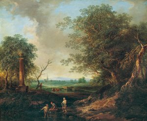 Landschap met zuil