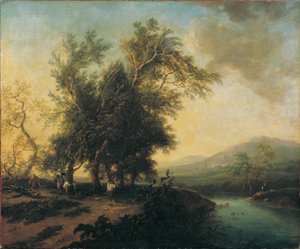 Landschap met figuren door Christian Hilfgott Brand