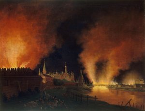 Brand van Moskou op 15 september 1812 De Fransen in Moskou, 1812-1817 door Christian Johann Oldendorp