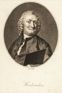 Ovaal portret van Arnold Houbraken, Nederlandse schilder en biograaf van schilders uit de Nederlandse Gouden Eeuw