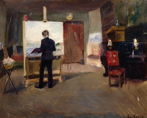 De schilder Nils Hansteen in het atelier door Christian Krohg