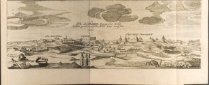Narva Illustratie uit Reizen naar de Grote Hertog van Moskou en de Koning van Perzië door Adam Olear door Christian Lorenzen Rothgiesser