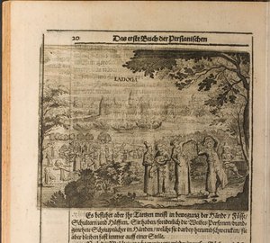De vesting van Staraya Ladoga Illustratie uit Reizen naar de Grootvorst van Moskou en de Koning door Christian Lorenzen Rothgiesser