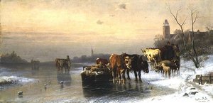 Winterlandschap met Vee