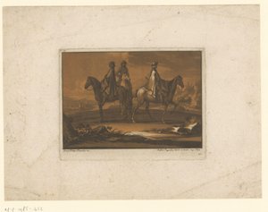 Drie ruiters in mantels (Ruiters) door Christian Rugendas
