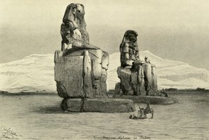 Kolossen van Memnon in Thebe, Egypte door Christian Wilhelm Allers