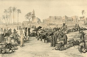 Marktplaats, Asyut, Egypte, 1898 door Christian Wilhelm Allers