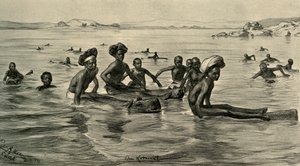 Mannen in de Nijl bij de Eerste Cataract, Egypte, 1898 door Christian Wilhelm Allers