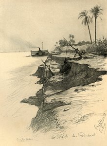 Aan de oevers van de Nijl bij Dendera, Egypte door Christian Wilhelm Allers