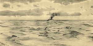 Stoomschip op de Indische Oceaan door Christian Wilhelm Allers