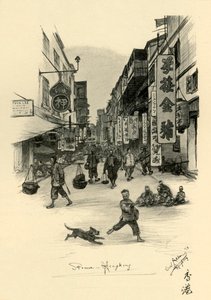 Straat in Hong Kong, 1898 door Christian Wilhelm Allers