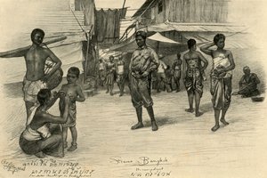 Straatscène, Bangkok, Siam, 1898 door Christian Wilhelm Allers