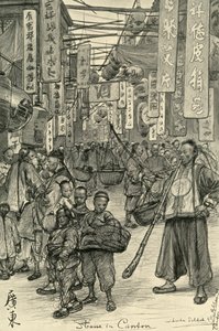 Straatscène, Canton, China door Christian Wilhelm Allers