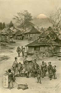 Dorp bij de berg Fuji, Miyanoshita, Japan, 1898