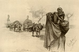 Vrouw en kind bij de Kobri el Gezira Brug, Caïro, 1898