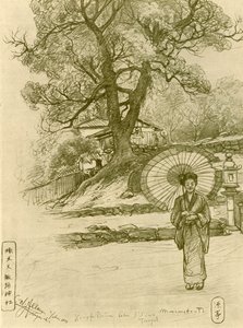 Vrouw met parasol, Nagasaki, Japan door Christian Wilhelm Allers