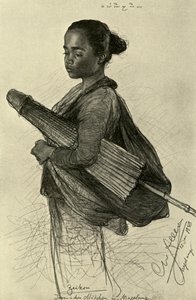 Jonge vrouw met parasol, Magalang, Java door Christian Wilhelm Allers
