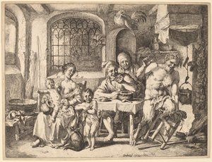 Een Sater Bezoekt een Boerenfamilie door Christian Wilhelm Ernst Dietrich