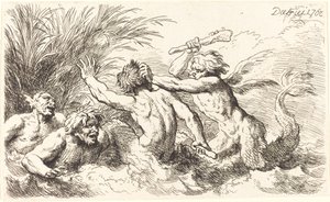 Strijdende Tritons door Christian Wilhelm Ernst Dietrich