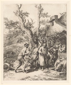 Gelijkenis van de verloren zoon; de verloren zoon vraagt een boer om werk