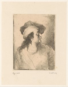 Omhoogkijkende figuur met baret door Christian Wilhelm Ernst Dietrich