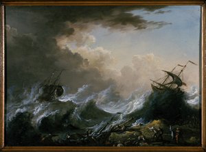 Zee storm en schipbreuk door Christian Wilhelm Ernst Dietrich