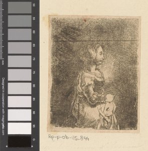 Vrouw met ring in de hand door Christian Wilhelm Ernst Dietrich
