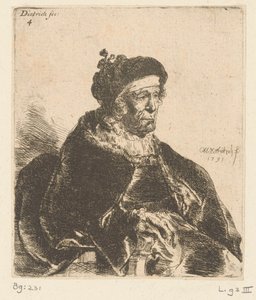 Zittende oude vrouw door Christian Wilhelm Ernst Dietrich