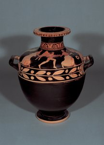 Attische rood-figuur hydria met Boreas die Oreithyia achtervolgt, 440-430 v.Chr. door Christie Painter attr. to Christie Painter attr. to