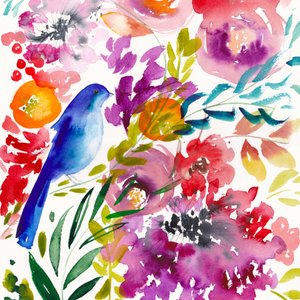 Kleurrijke bloemenvogel door Christine Lindstrom