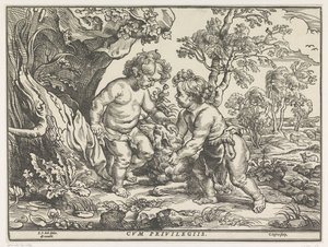 Christuskind en Johannes de Doper spelend met het lam
