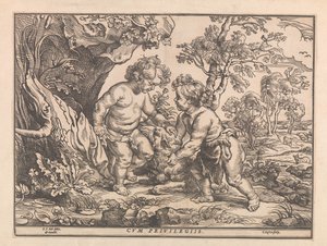 Christuskind en Johannes de Doper spelend met het lam