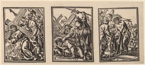Drie Scènes op de Weg naar Golgotha door Christoffel Jegher after Anthonis Sallaert