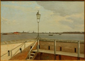 Uitzicht vanaf het Fort Trekroner op Kopenhagen in de Verte