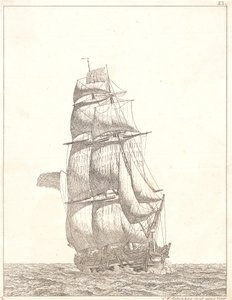 Deens:  Een Noord-Amerikaanse brik door Christoffer Wilhelm Eckersberg