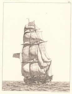 Deens:  Een Noord-Amerikaanse brik door Christoffer Wilhelm Eckersberg