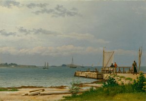 Uitzicht richting Koster vanaf de steiger bij Kallehave door Christoffer Wilhelm Eckersberg