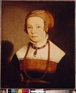 Portret van een vrouw. Schilderij van Christoph Amberger (ca. 1500-1562), na 1548. Duitse kunst door Christoph Amberger