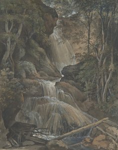 Een Waterval in een Bos bij Langhennersdorf