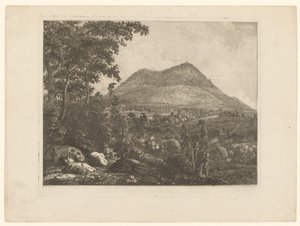 Landschap met de berg de Landeskrone bij Görlitz door Christoph Nathe